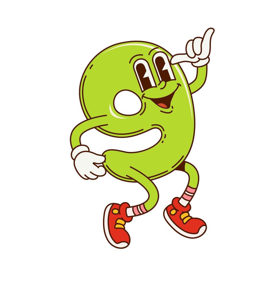 Groovy math number nine groovy funny character vector