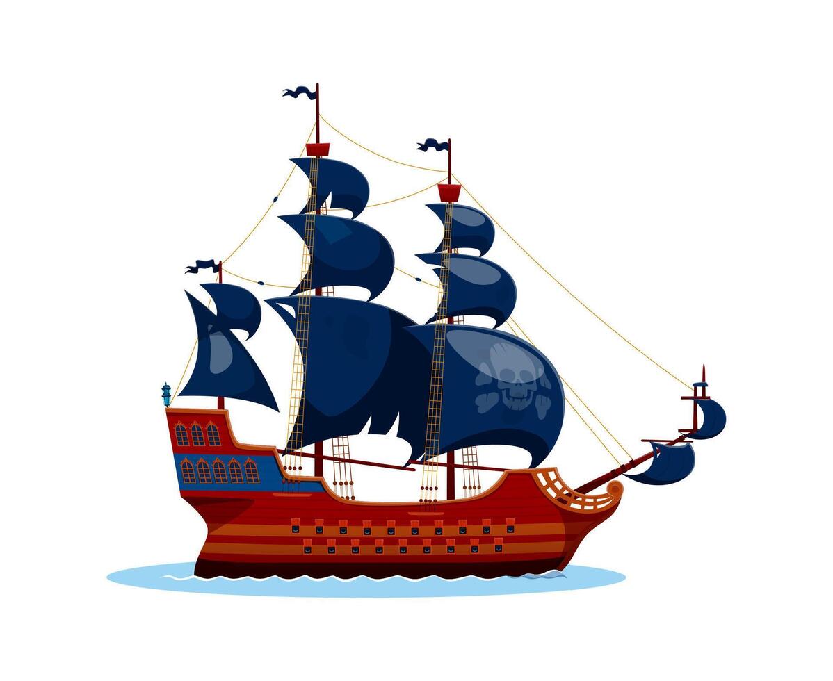 Privateer pirate historical frigate sail ship vector