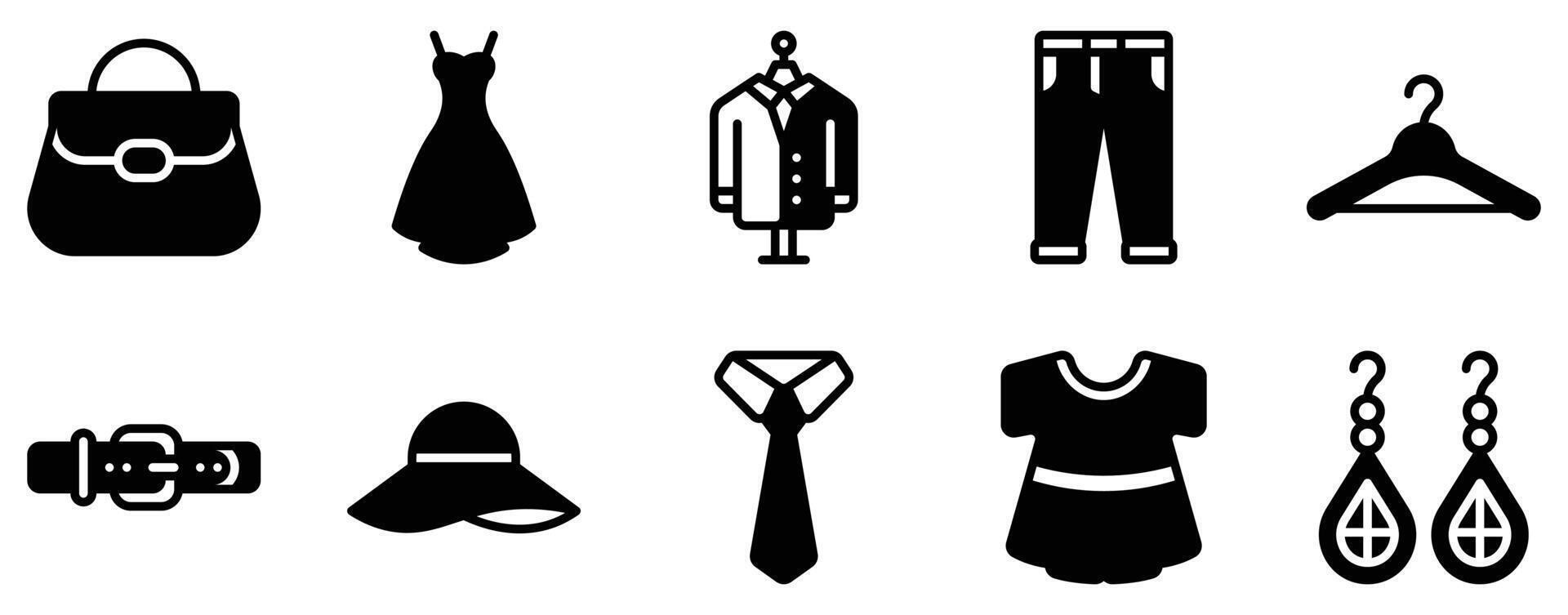 Fashion Icon Set Trendy Solid Style Collection for Style and Elegance vector