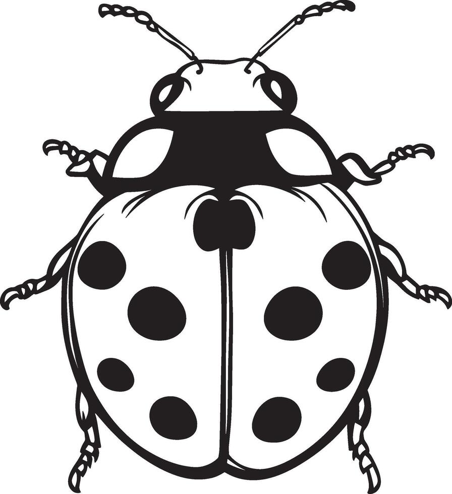 Black illustration of a ladybug outline vector