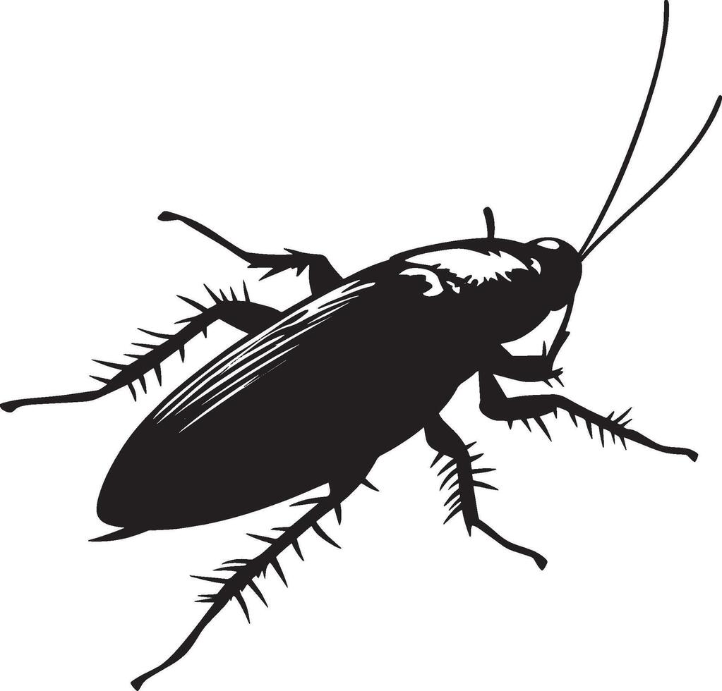 Black illustration of a simple cockroach silhouette vector