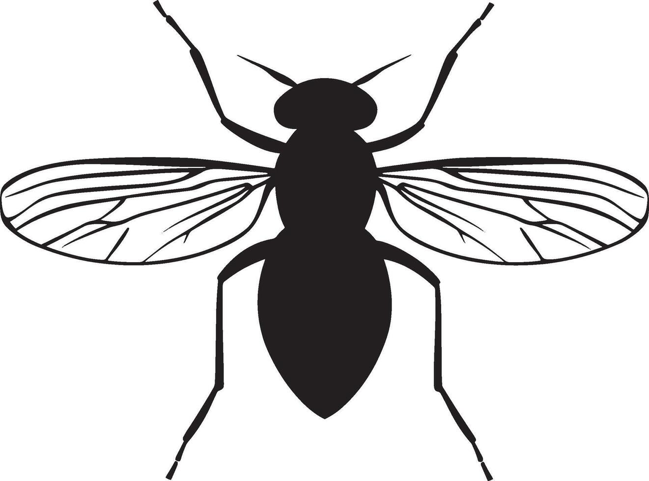Fly insect simple silhouette black illustration vector