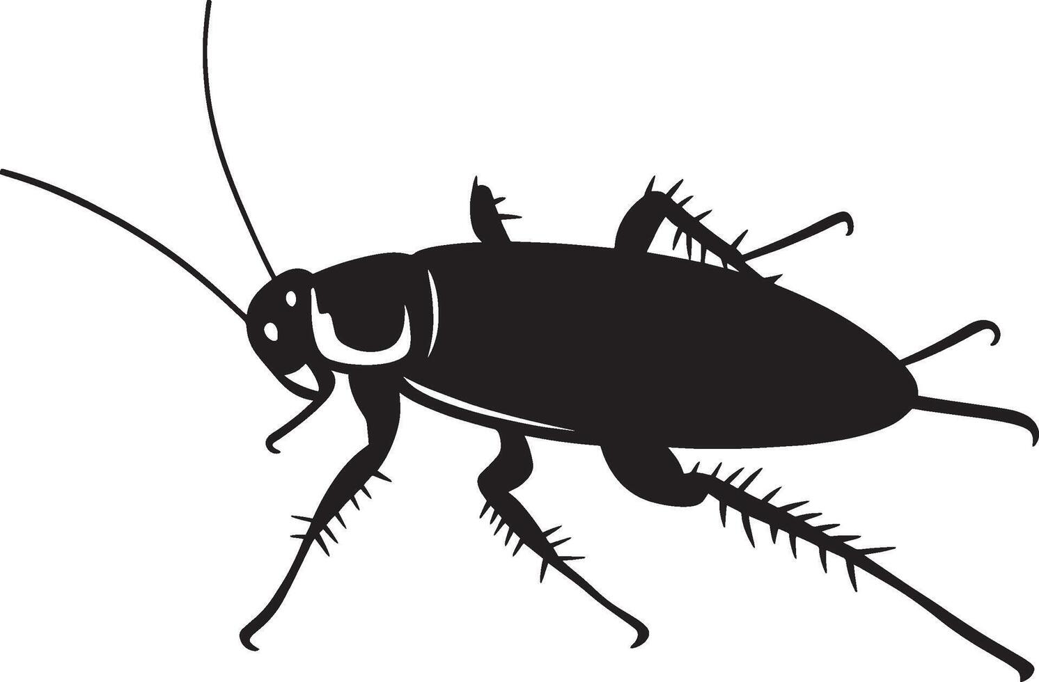 Minimalist black silhouette of a cockroach in format vector