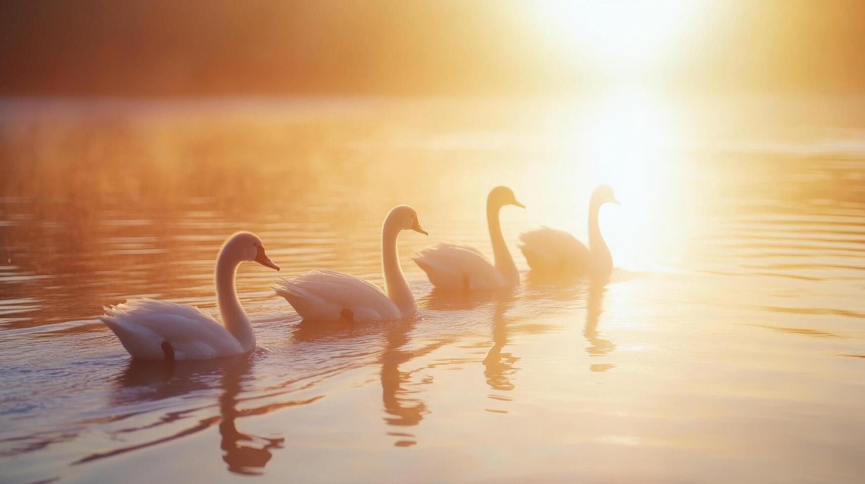 Graceful Cygnets Gliding on the Lake photo