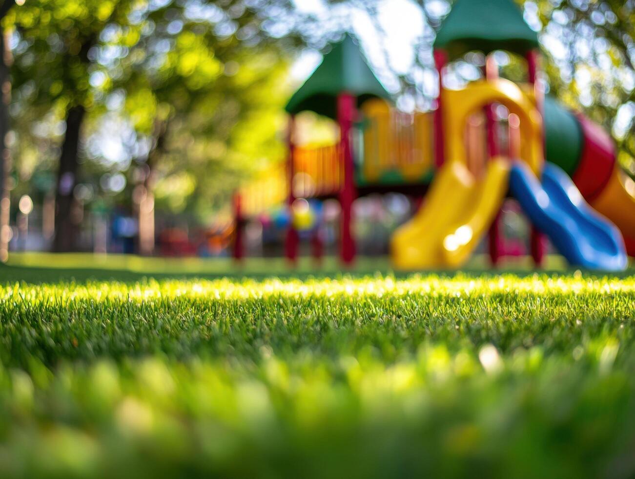 Vibrant Park Greens with Play Structures photo