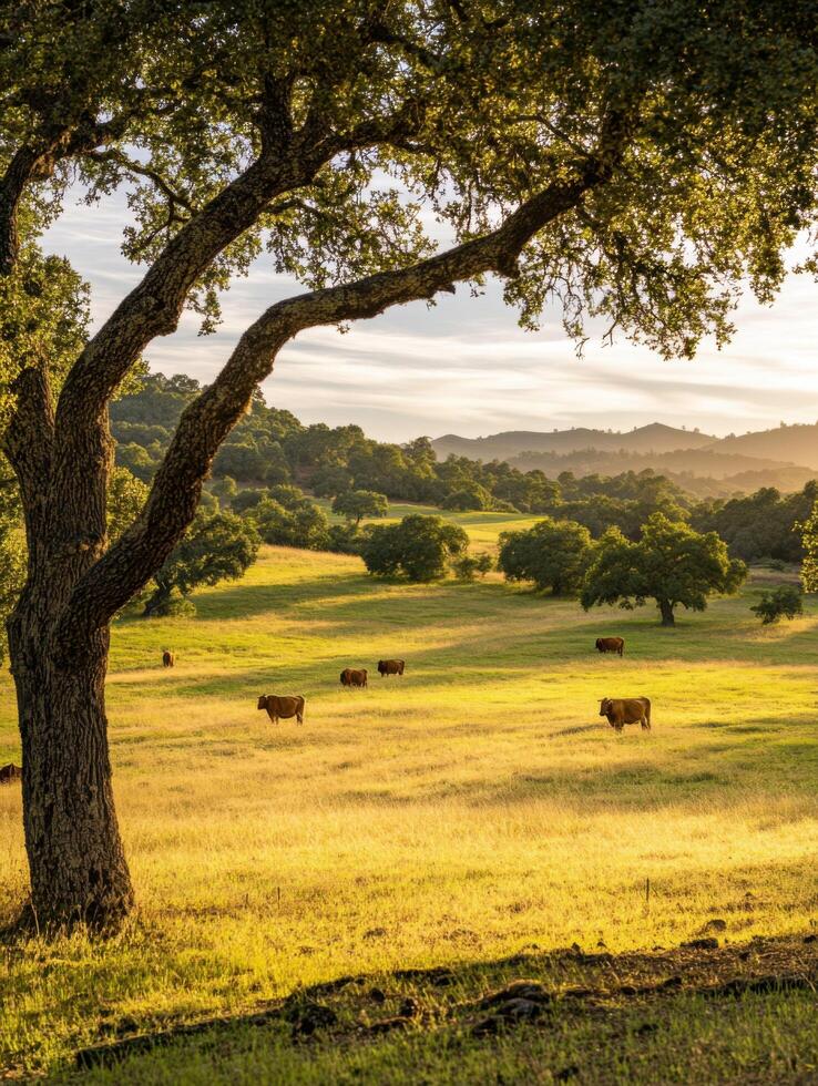 Grazing Cattle on Peaceful Pasture photo