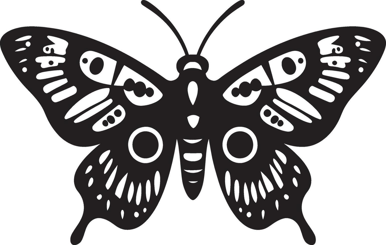 Minimalist black icon of a moth in format vector