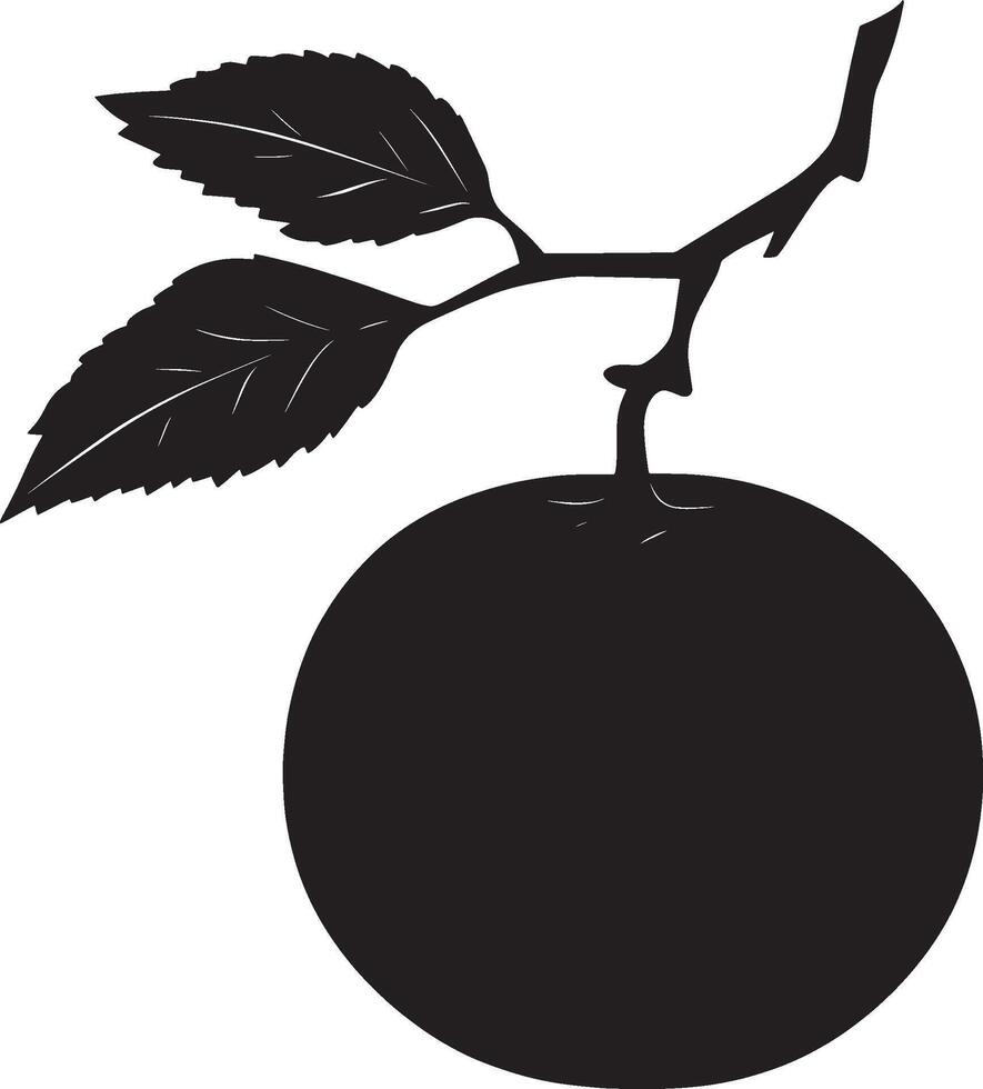 Tangerine simple silhouette black illustration vector