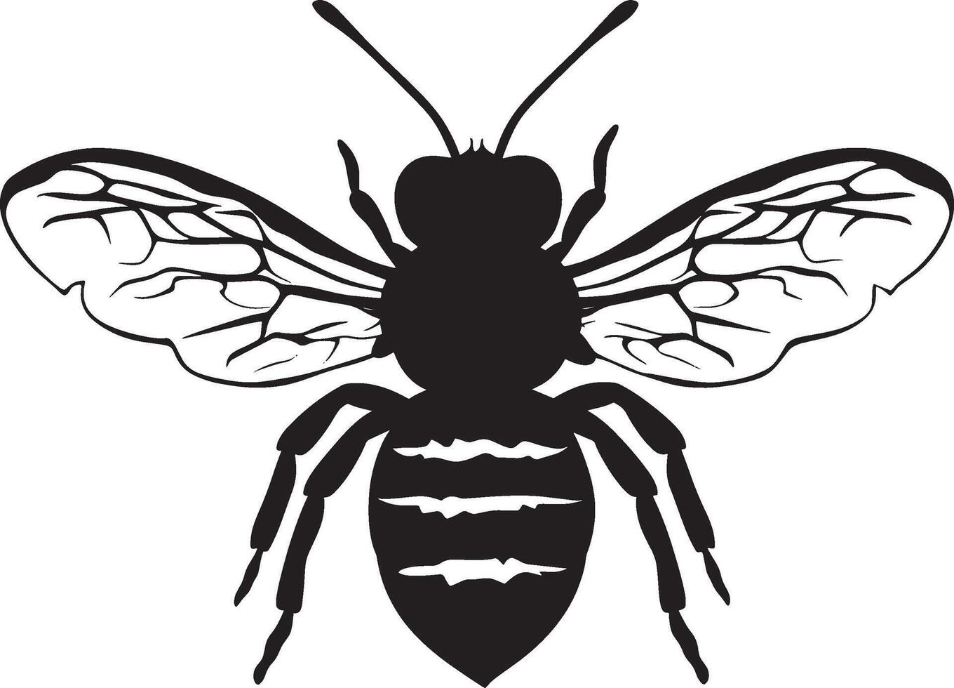 Minimalist black silhouette of a bee in format vector