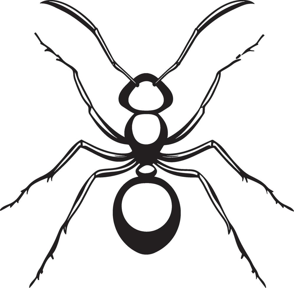 Black illustration of an ant outline vector