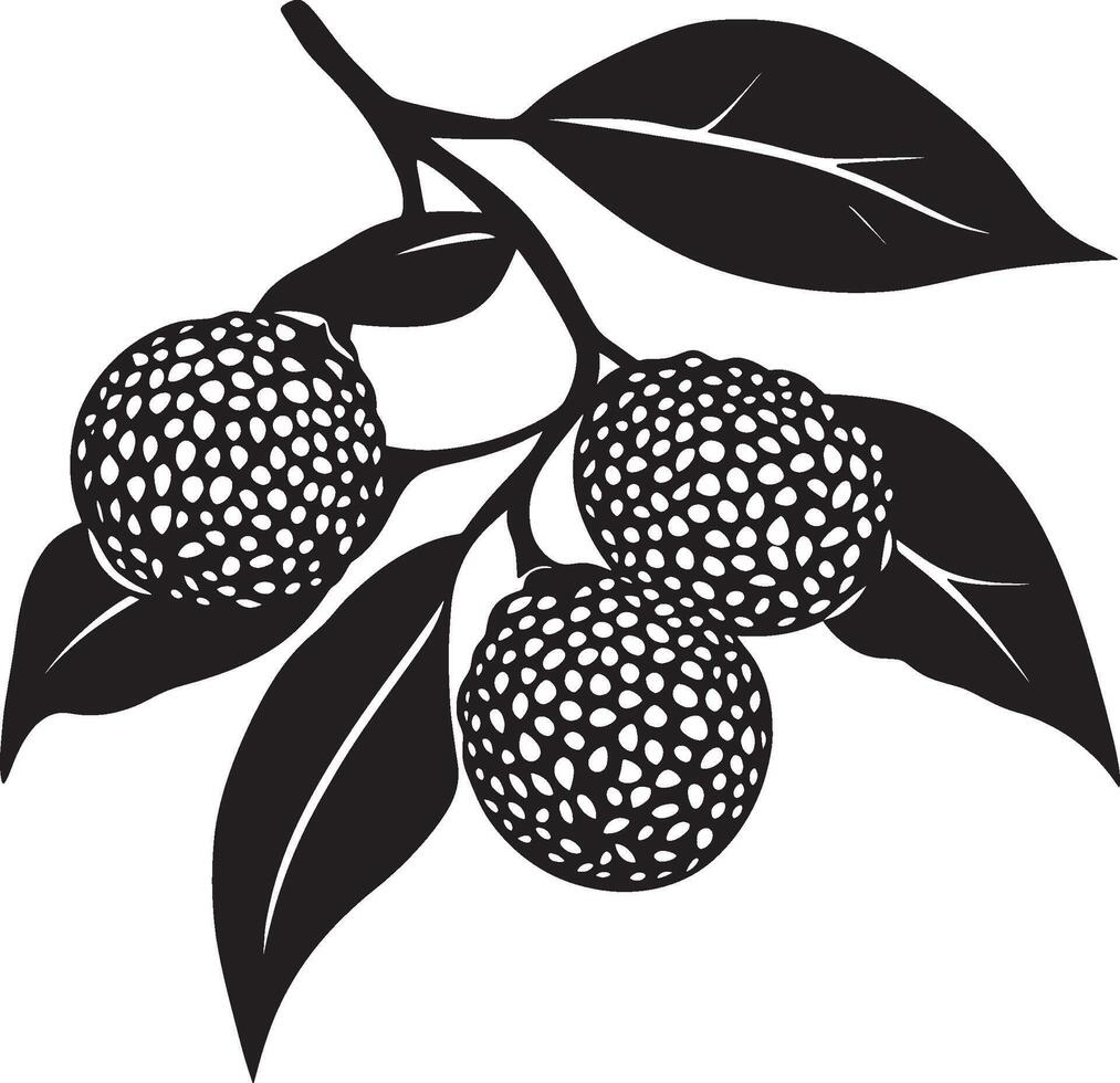 Minimalist black silhouette of a lychee in format vector