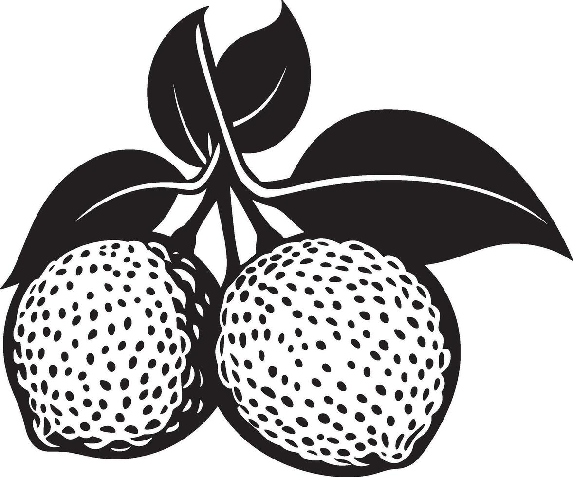 a black and white illustration of two limes vector