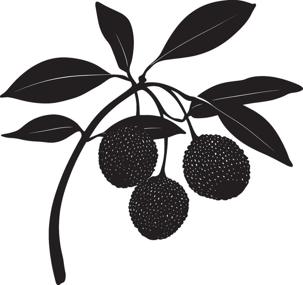 Black illustration of a simple lychee silhouette vector