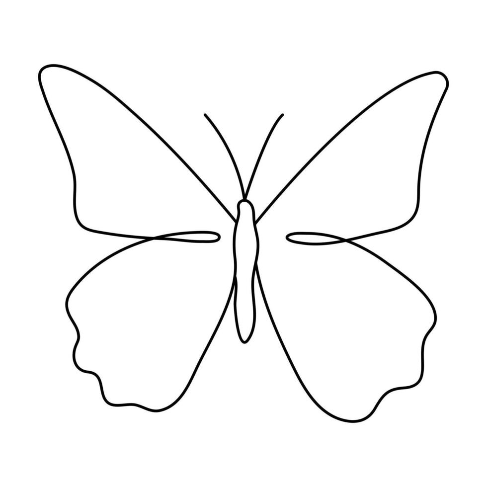 Butterfly continuous one line drawing and outline simple design vector
