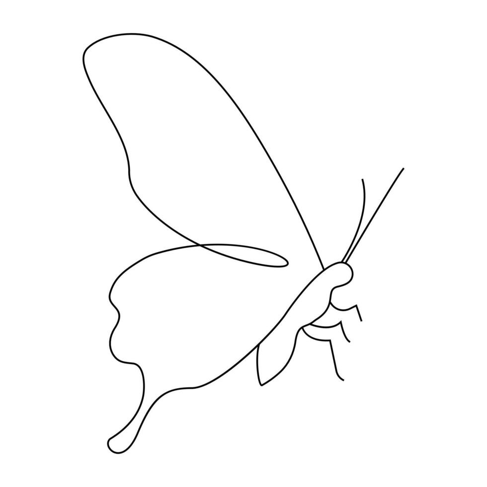 Butterfly continuous one line drawing of outline simple icon vector