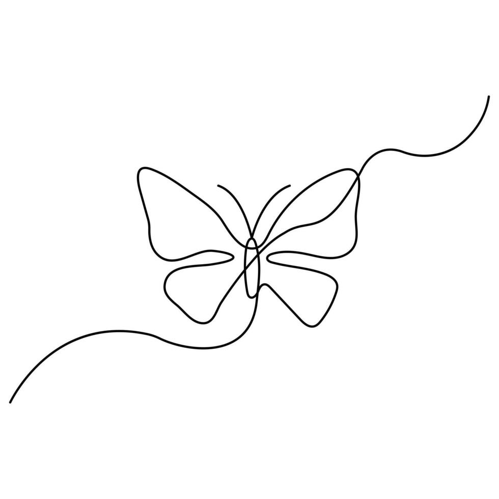 Butterfly continuous single line drawing and outline editable stroke vector