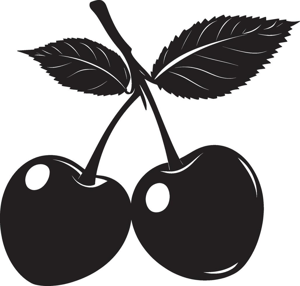 Minimalist black silhouette of a cherry in format vector