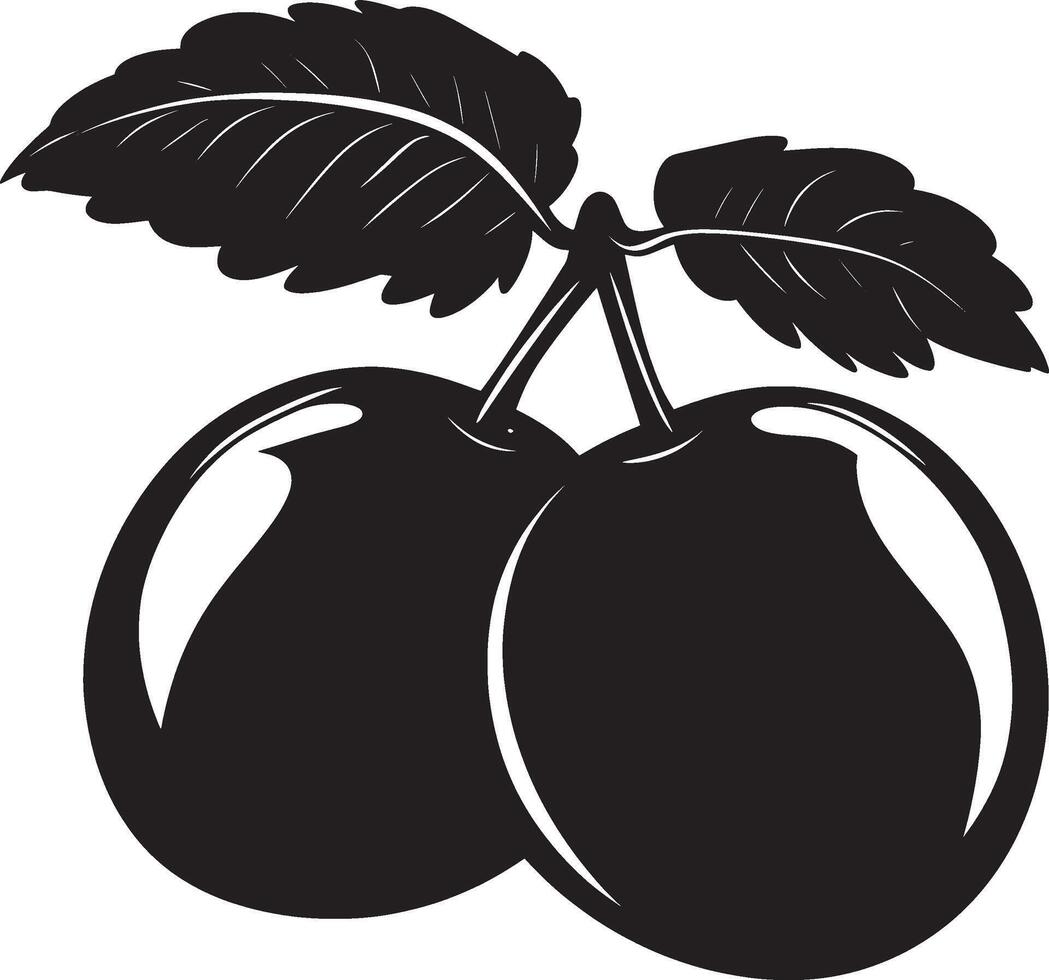 Black illustration of a plum icon vector