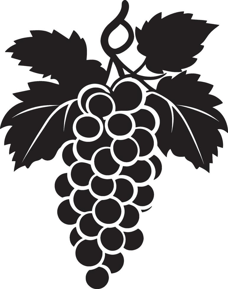 Black illustration of a grapes icon vector