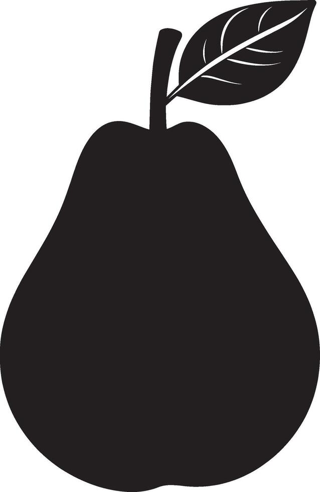 Black illustration of a simple pear silhouette vector