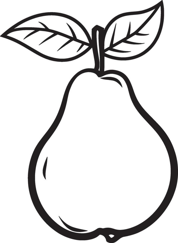 Black illustration of a pear outline vector