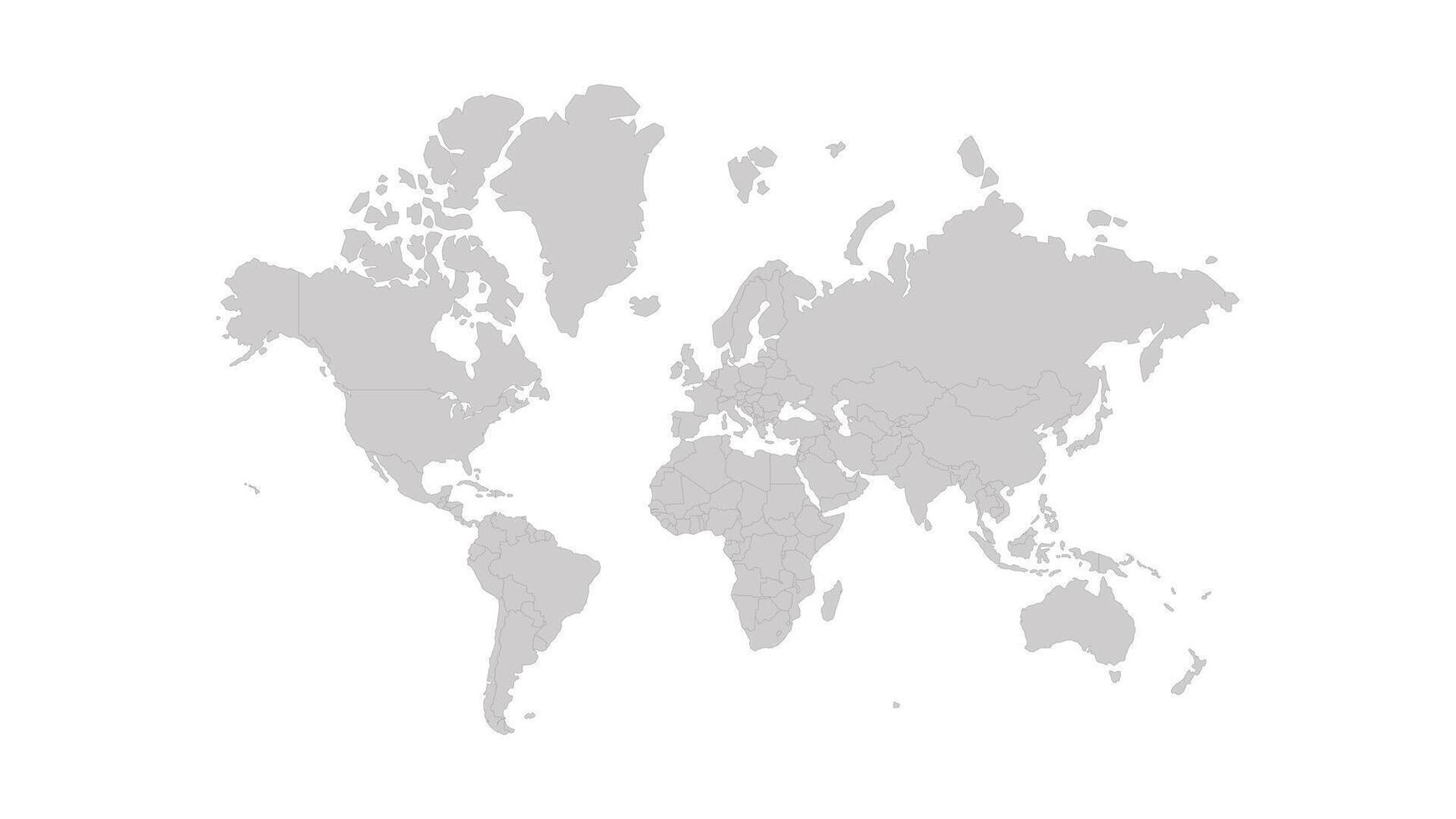 World Map in grey white colors. Grayscale all Earth continent isolated on white background for website, education, travel. Minimalist flat background for project and illustration. vector