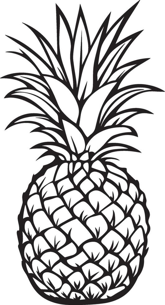 Pineapple outline black illustration vector