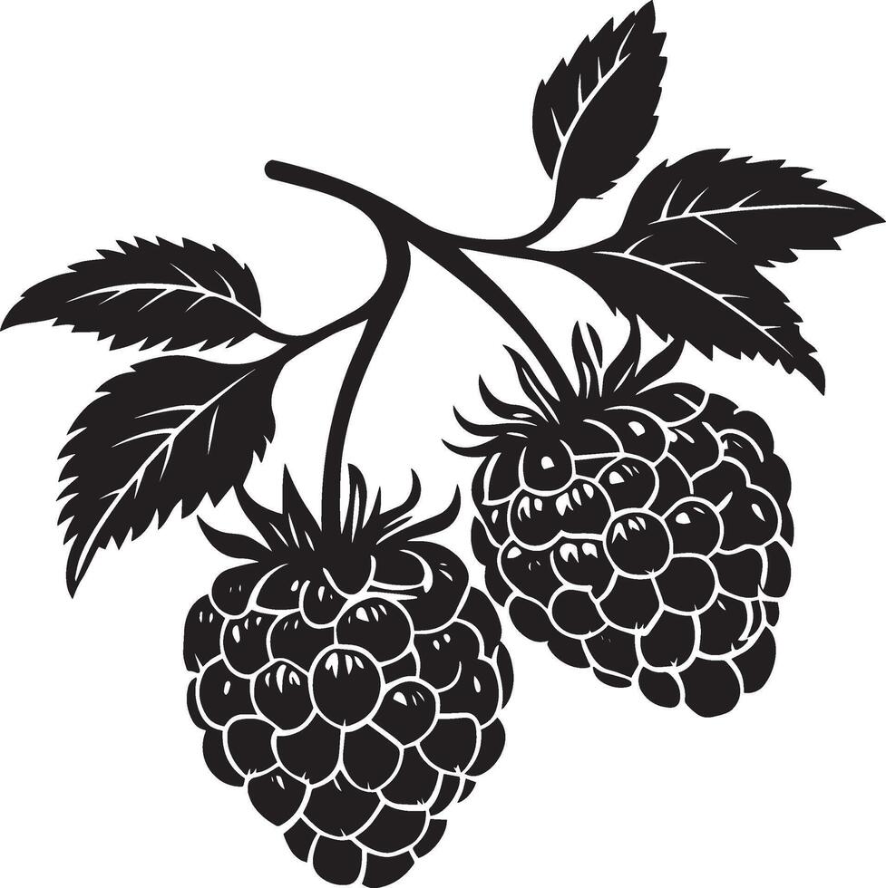 Black illustration of a simple raspberry silhouette vector