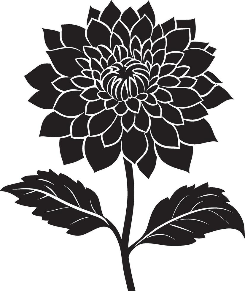 Dahlia flower simple silhouette black illustration vector