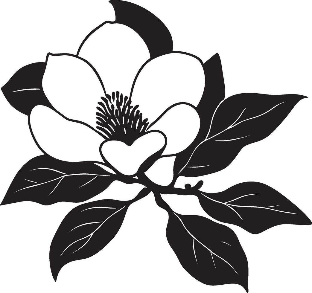 Minimalist black silhouette of a magnolia flower in format vector