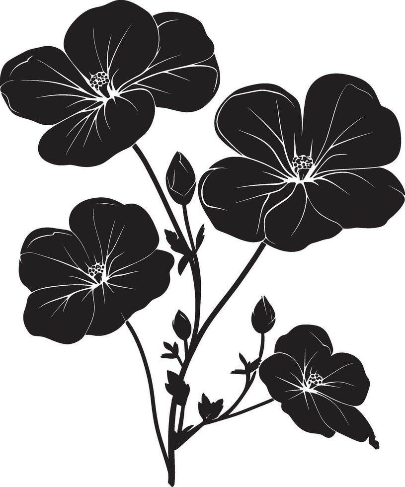 Minimalist black silhouette of a begonia flower in format vector