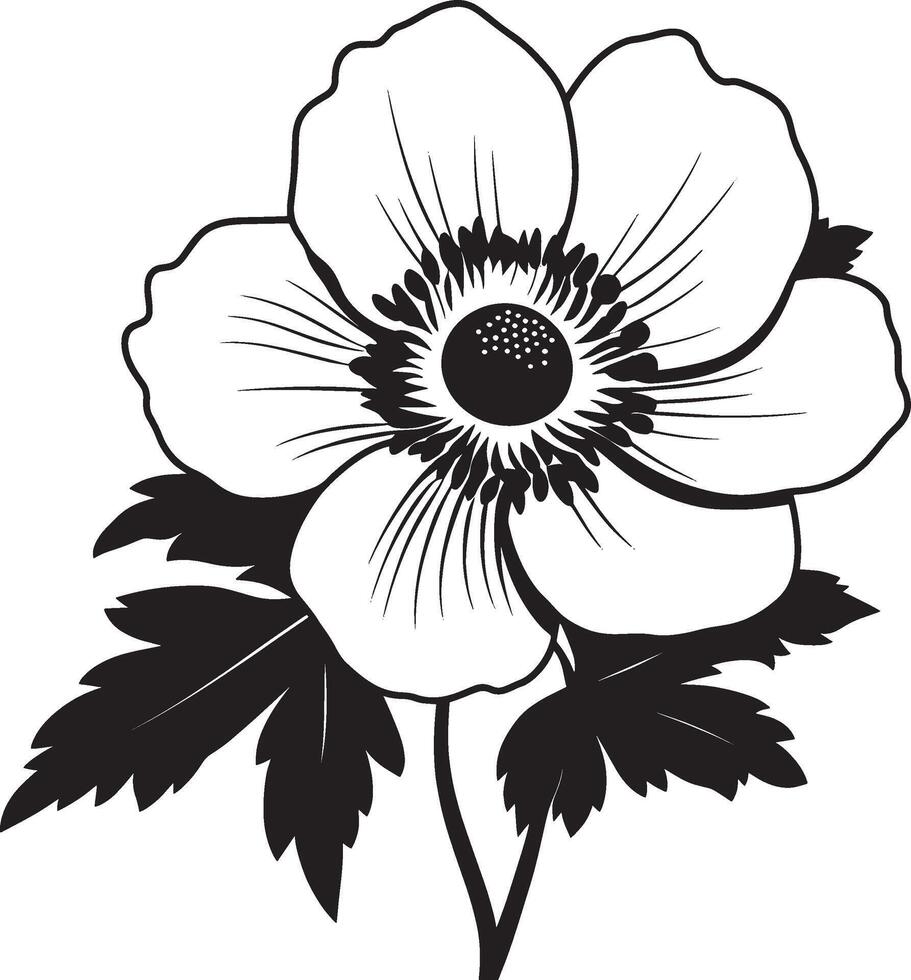 Minimalist black silhouette of an anemone flower in format vector