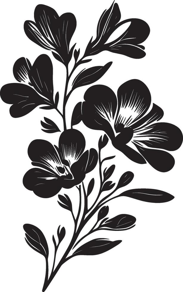 Minimalist black icon of a freesia flower in format vector
