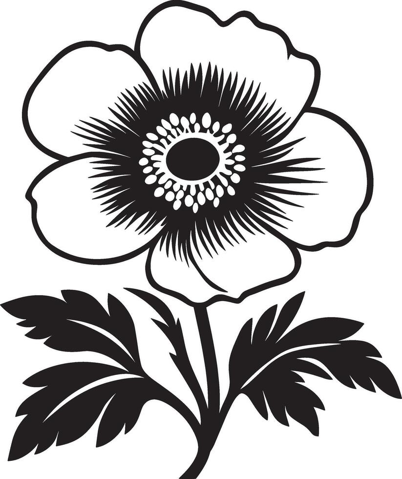 Anemone flower icon black illustration vector