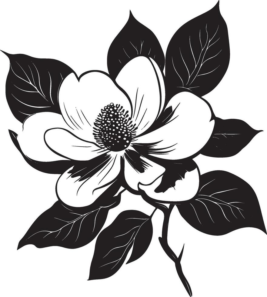 Magnolia flower simple silhouette black illustration vector