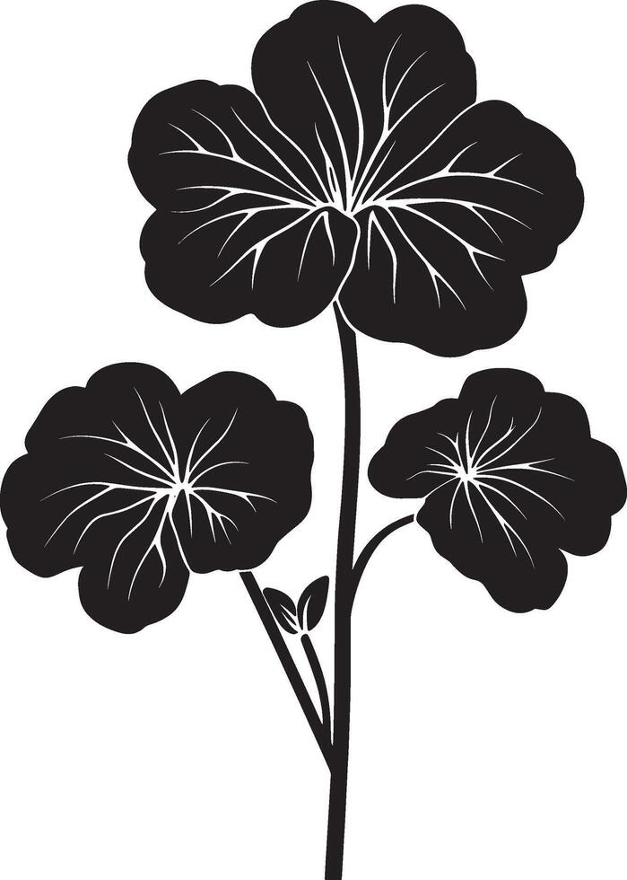 Black illustration of a begonia flower icon vector