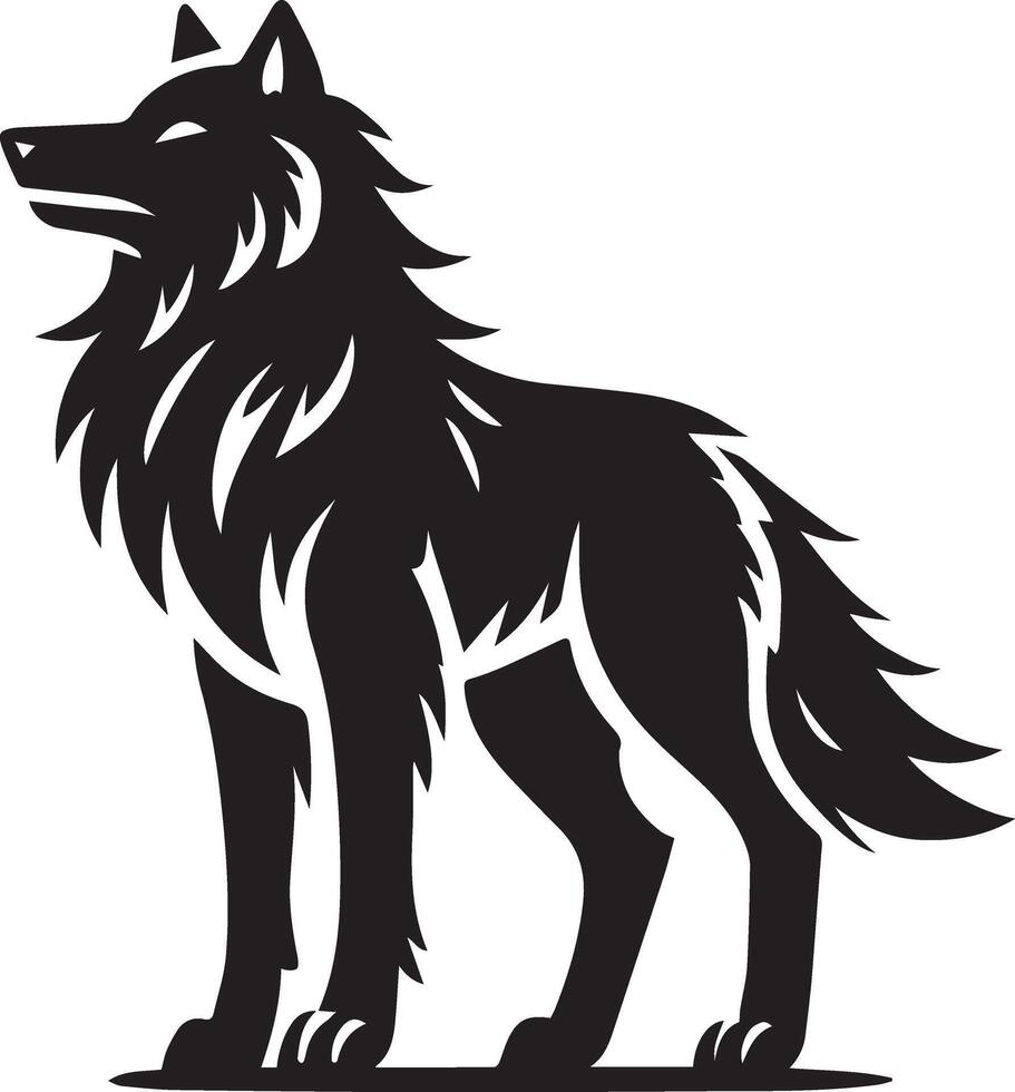 Black and White Wolf Silhouette Art vector