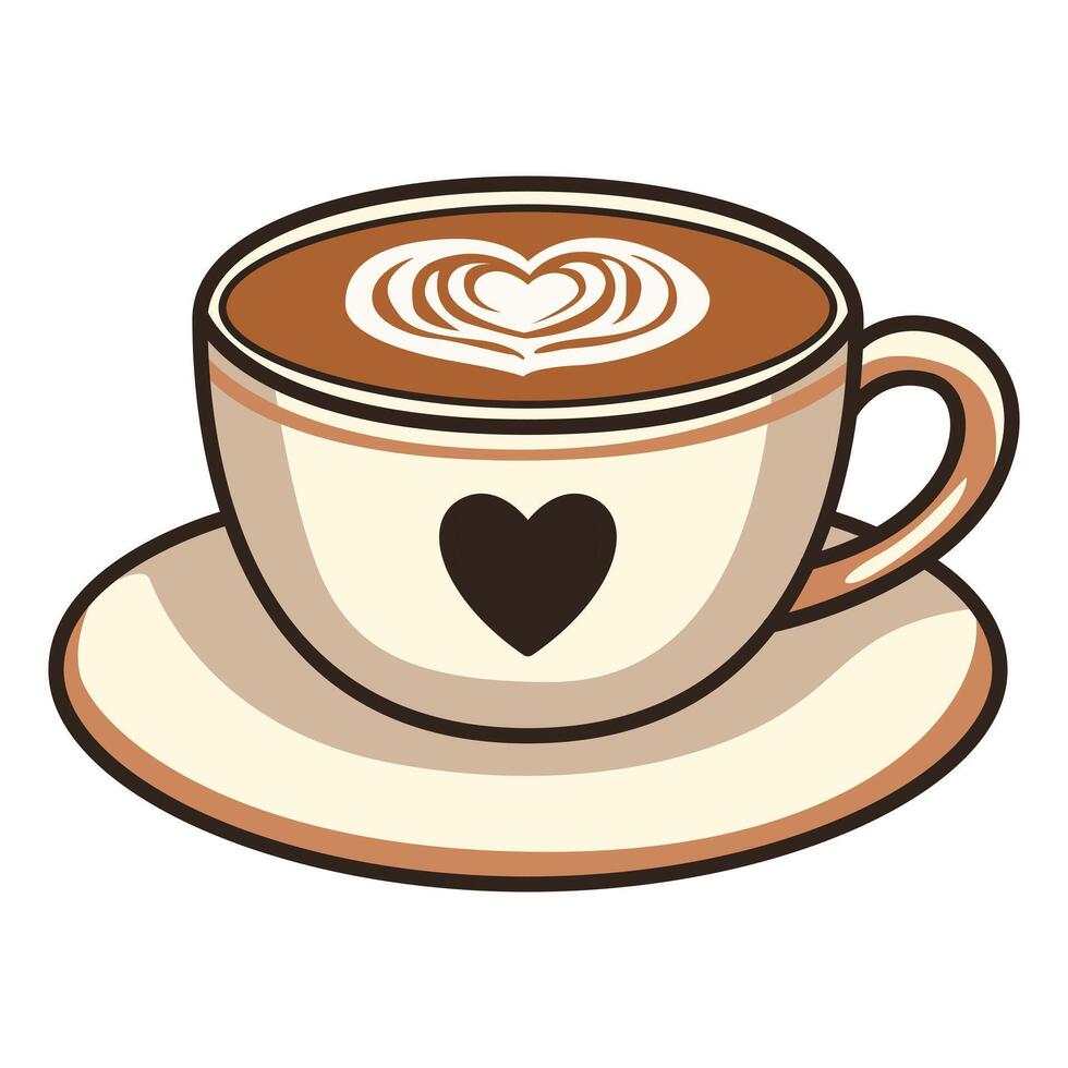 A high-quality illustration of a coffee cup with a heart design, symbolizing warmth, love, and comfort. vector