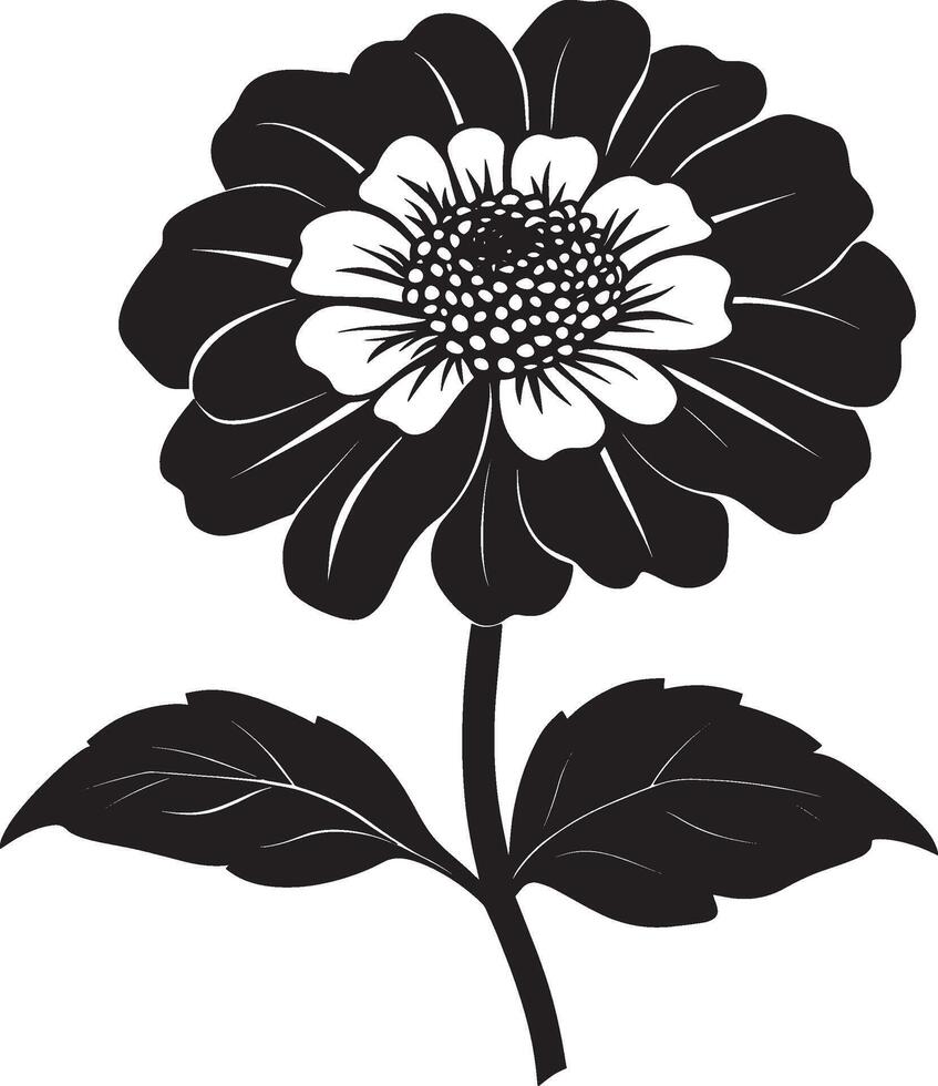 Simple zinnia flower icon in black style vector