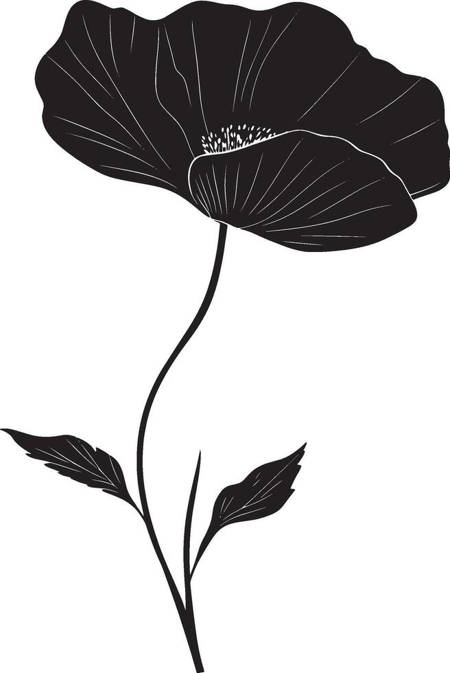 Poppy flower simple silhouette black illustration vector