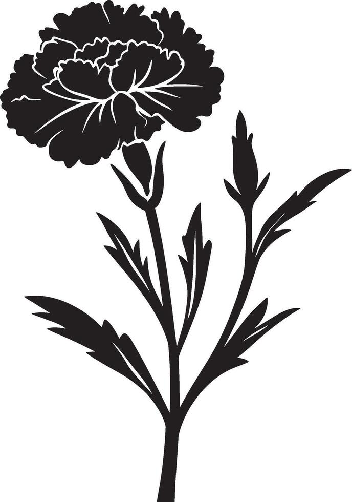 Simple carnation flower icon in black style vector