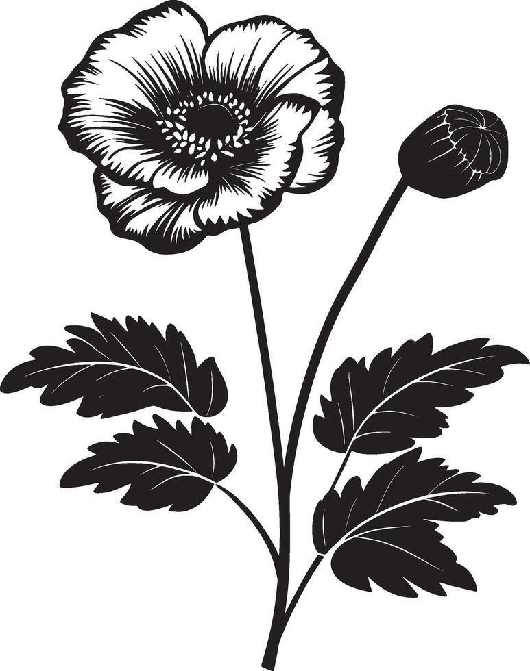 Poppy flower icon black illustration vector