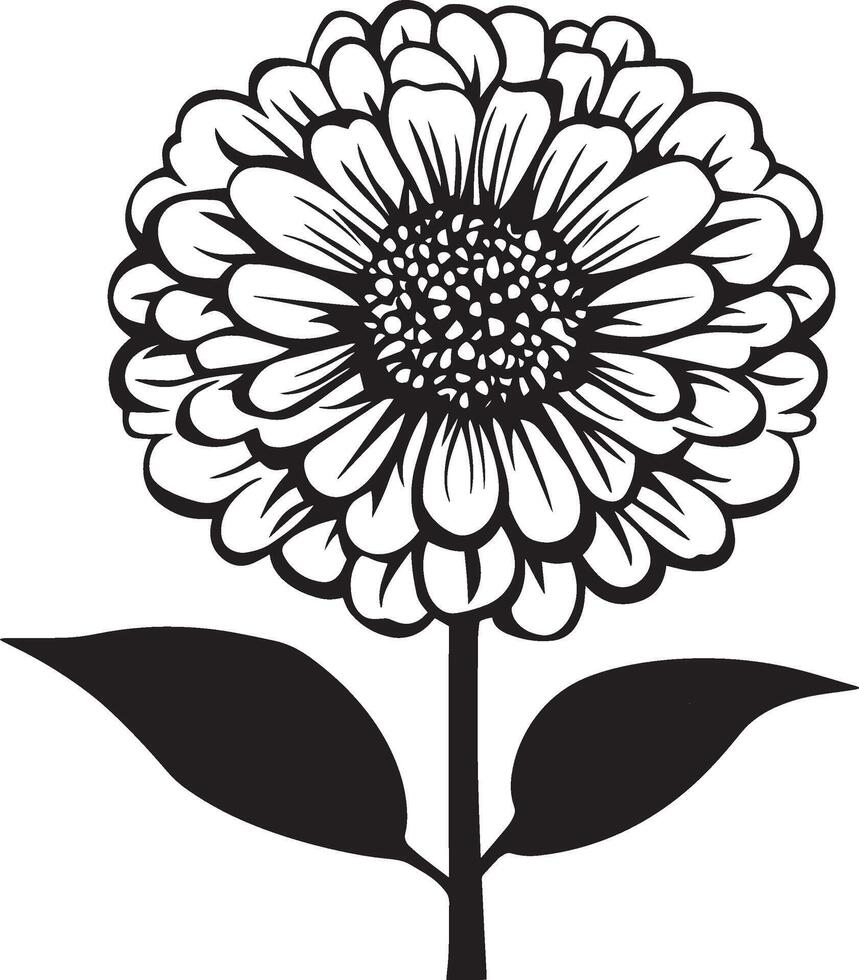 Minimalist black icon of a zinnia flower in format vector