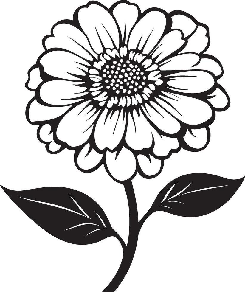 a flower is shown in black and white vector