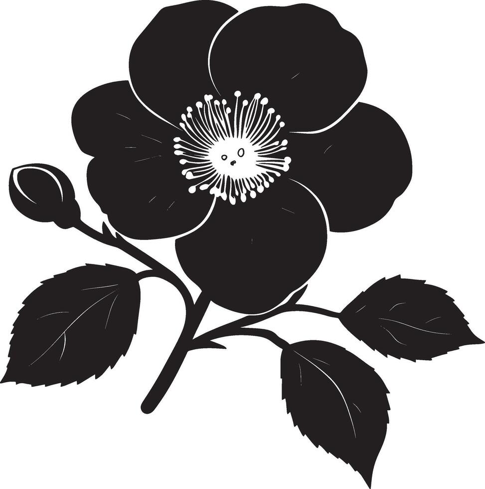 Minimalist black silhouette of a camellia flower in format vector