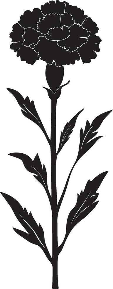 Carnation flower simple silhouette black illustration vector