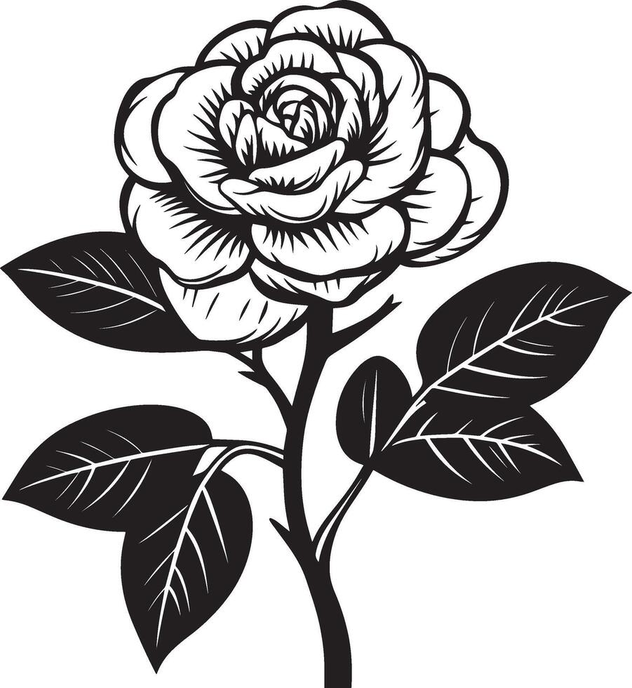 Minimalist black icon of a camellia flower in format vector