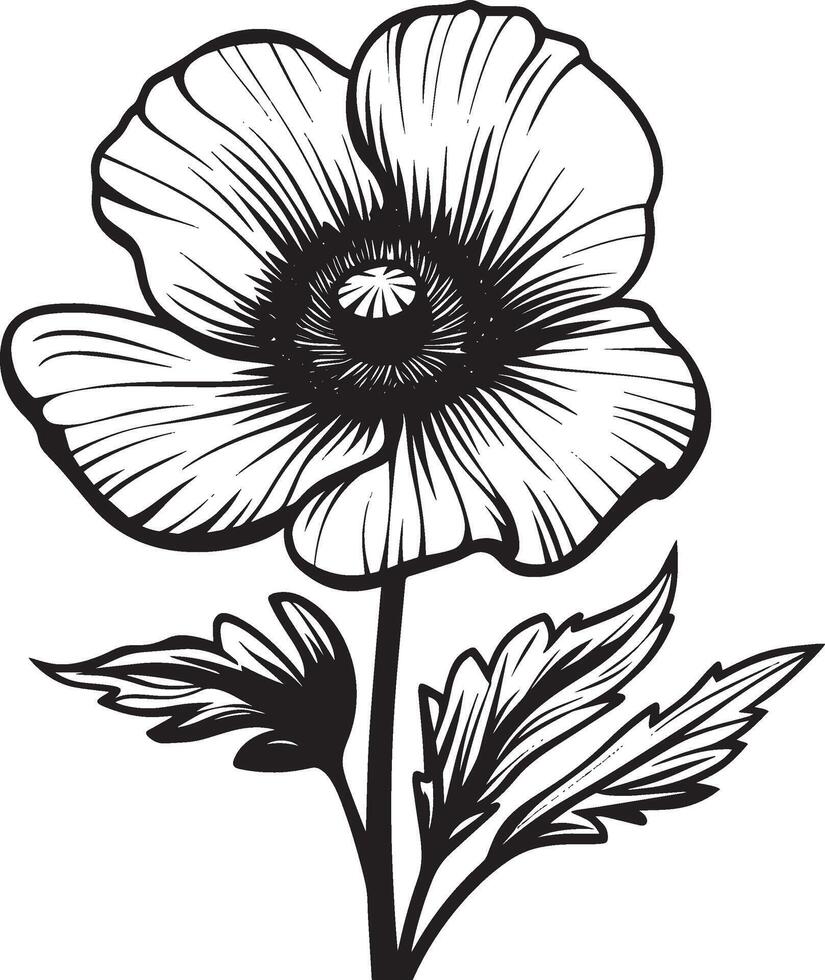 Minimalist black icon of a poppy flower in format vector
