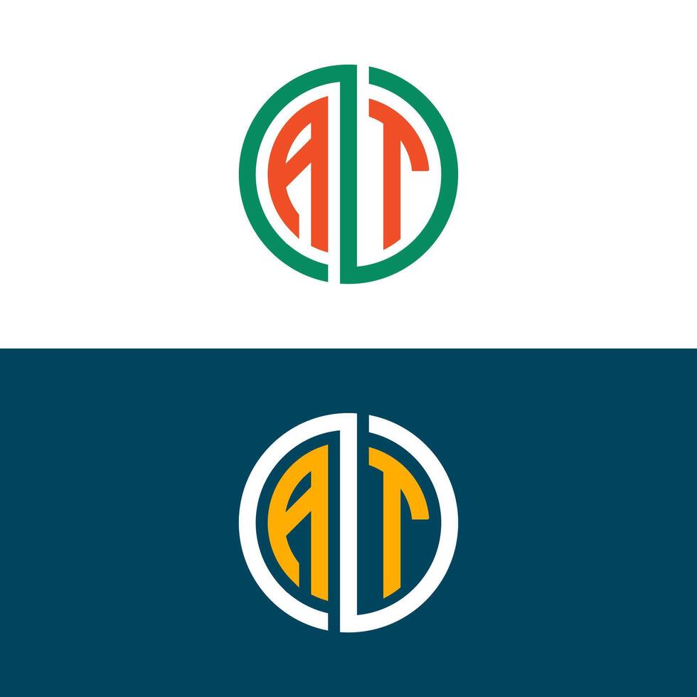 AT TA letter logo design set vector