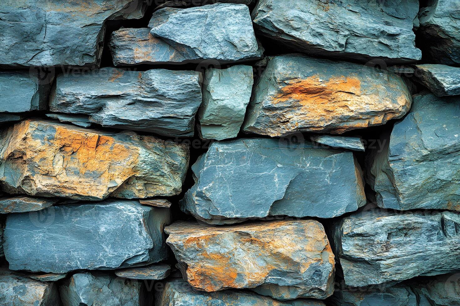 Abstract Texture of Stacked Stone Wall for Architectural Design and Backgrounds photo